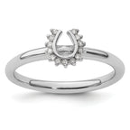 Sterling Silver Stackable Expressions Rhodium Dia. Horseshoe Ring