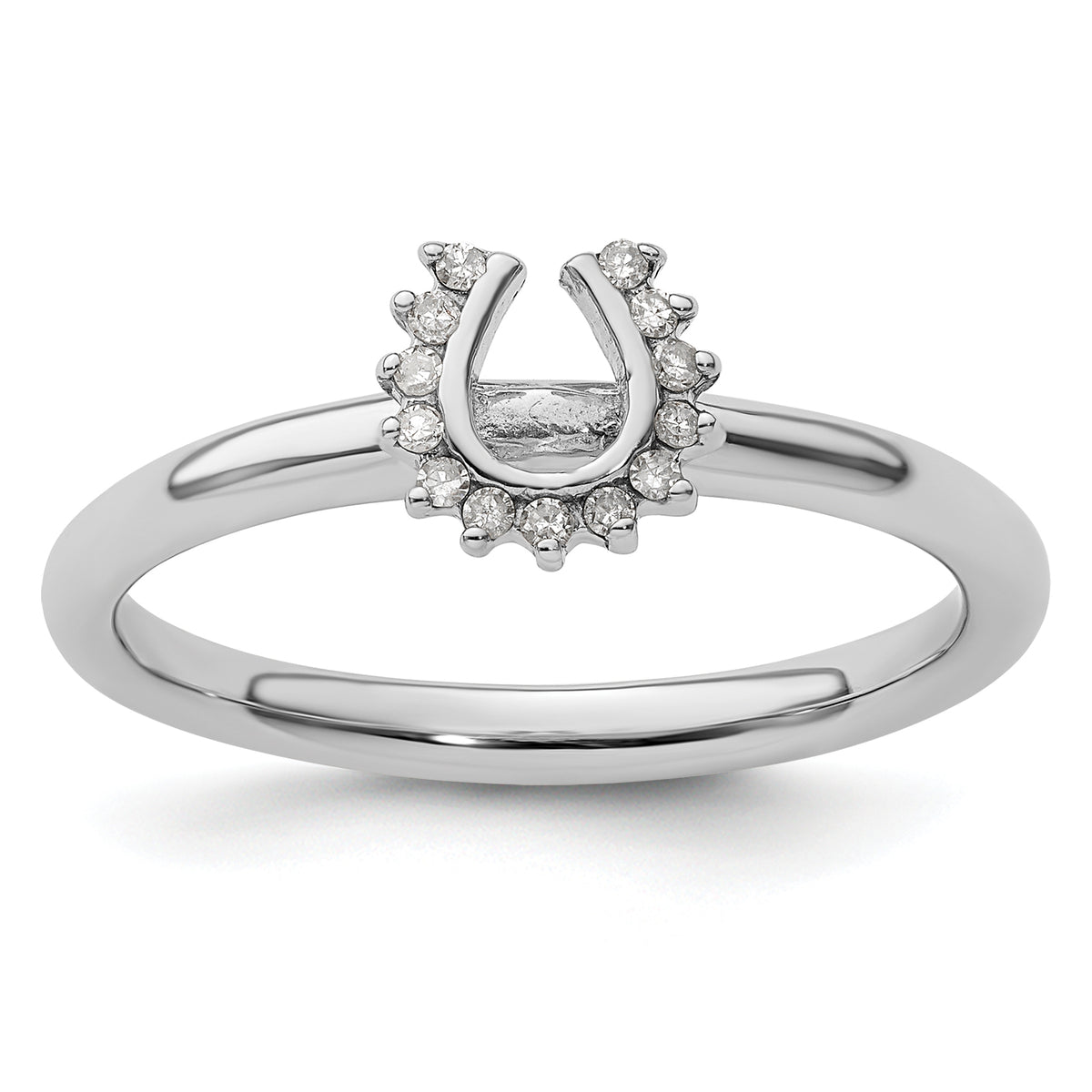 Sterling Silver Stackable Expressions Rhodium Dia. Horseshoe Ring