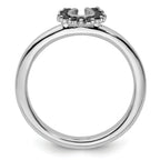 Sterling Silver Stackable Expressions Rhodium Black Dia. Horseshoe Ring