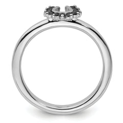 Sterling Silver Stackable Expressions Rhodium Black Dia. Horseshoe Ring