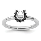 Sterling Silver Stackable Expressions Rhodium Black Dia. Horseshoe Ring