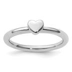 Sterling Silver Stackable Expressions Rhodium Puffed Heart Ring