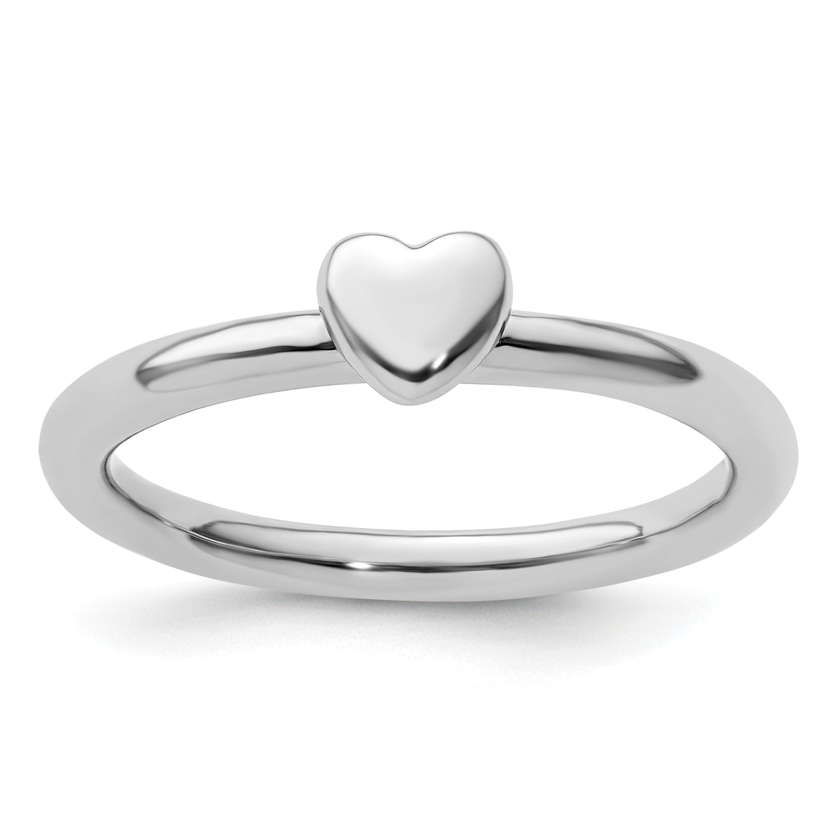 Sterling Silver Stackable Expressions Rhodium Puffed Heart Ring