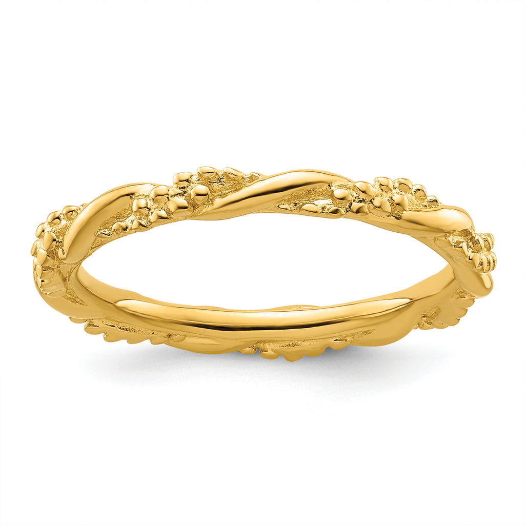 Sterling Silver Stackable Expressions Yellow-plated Twist Ring