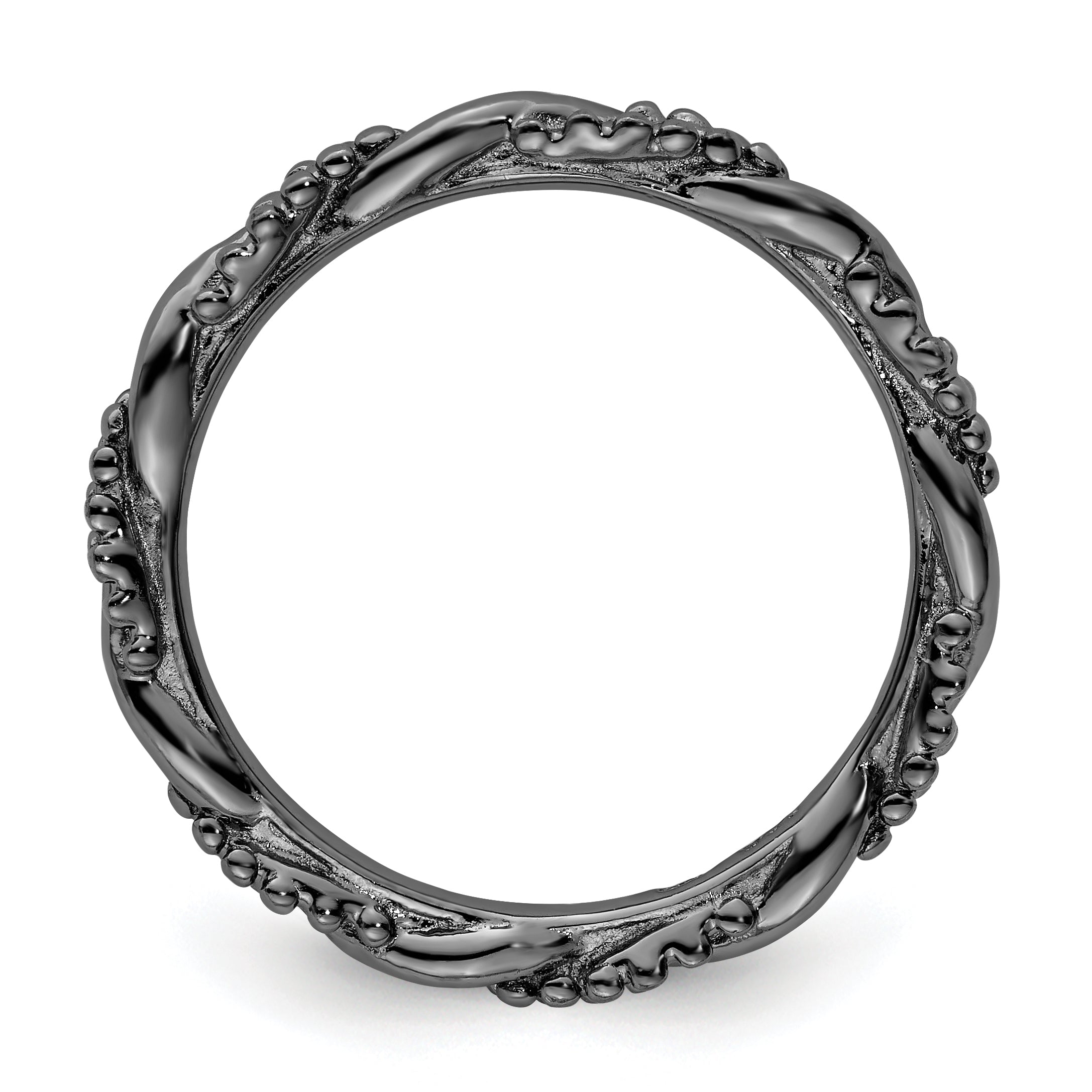 Sterling Silver Stackable Expressions Black-plated Twist Ring Secondary image