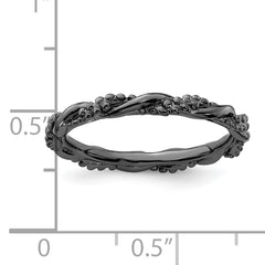 Sterling Silver Stackable Expressions Black-plated Twist Ring