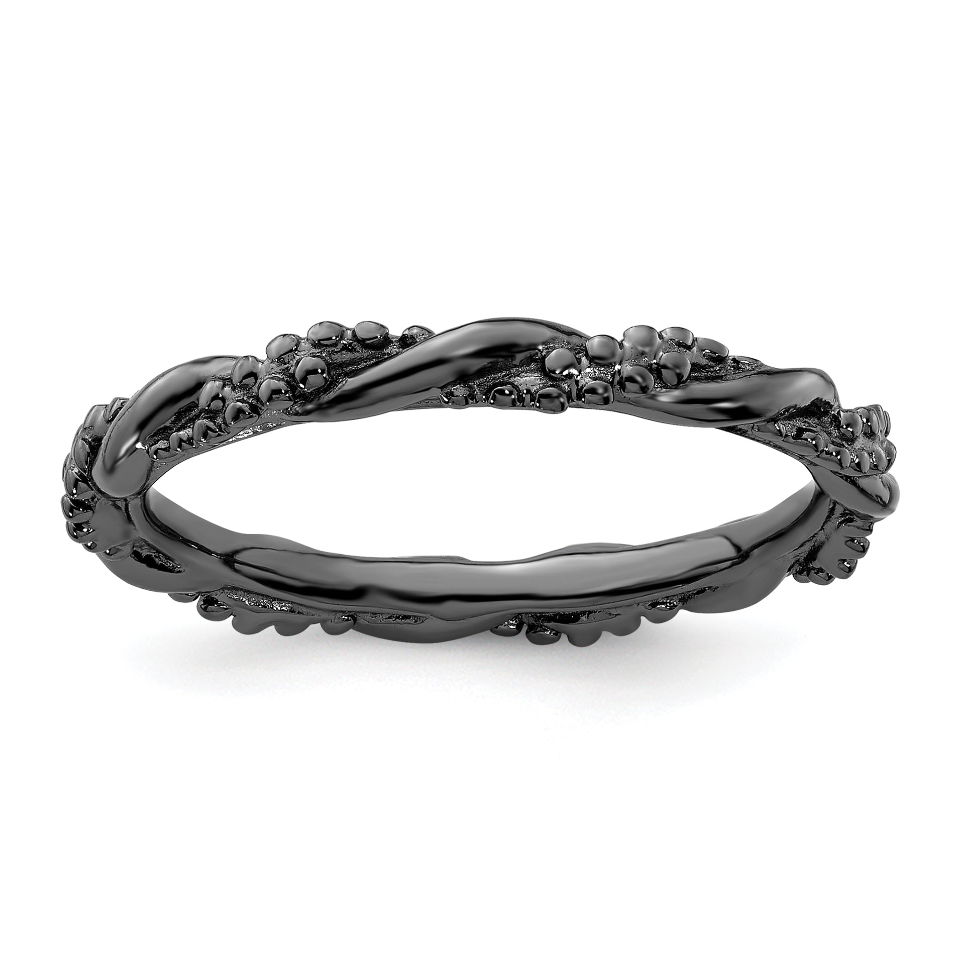 Sterling Silver Stackable Expressions Black-plated Twist Ring Main image