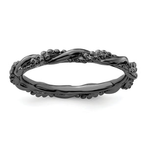 Sterling Silver Stackable Expressions Black-plated Twist Ring