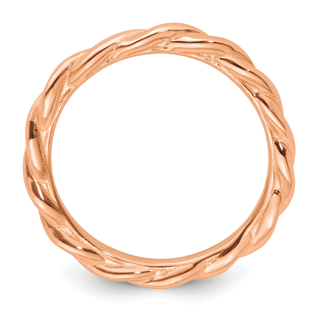 Sterling Silver Stackable Expressions Pink-plated Twist Ring