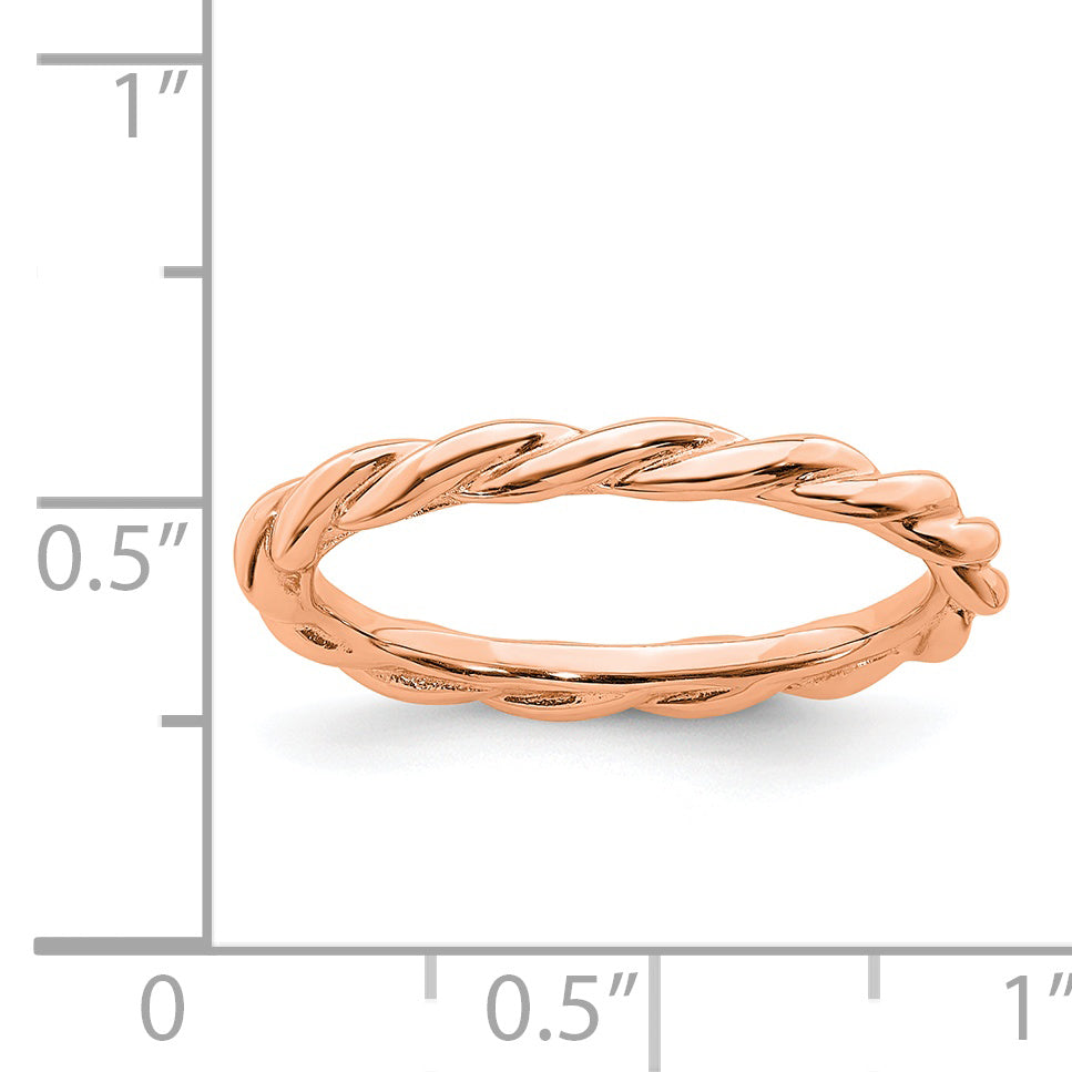 Sterling Silver Stackable Expressions Pink-plated Twist Ring