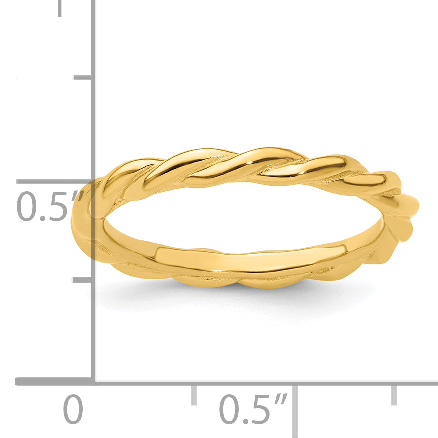 Sterling Silver Stackable Expressions Yellow-plated Twist Ring