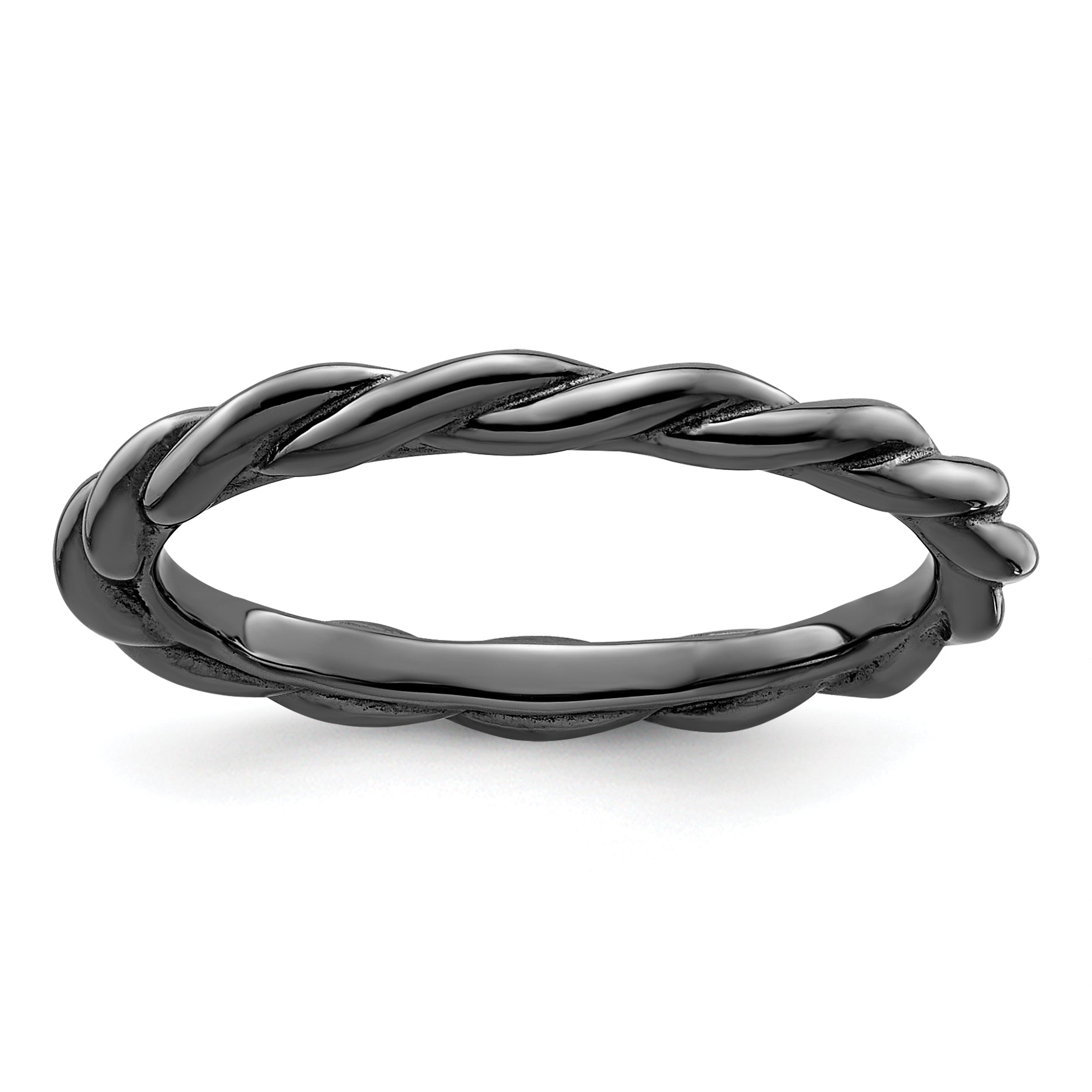 Sterling Silver Stackable Expressions Black-plated Twist Ring Main image