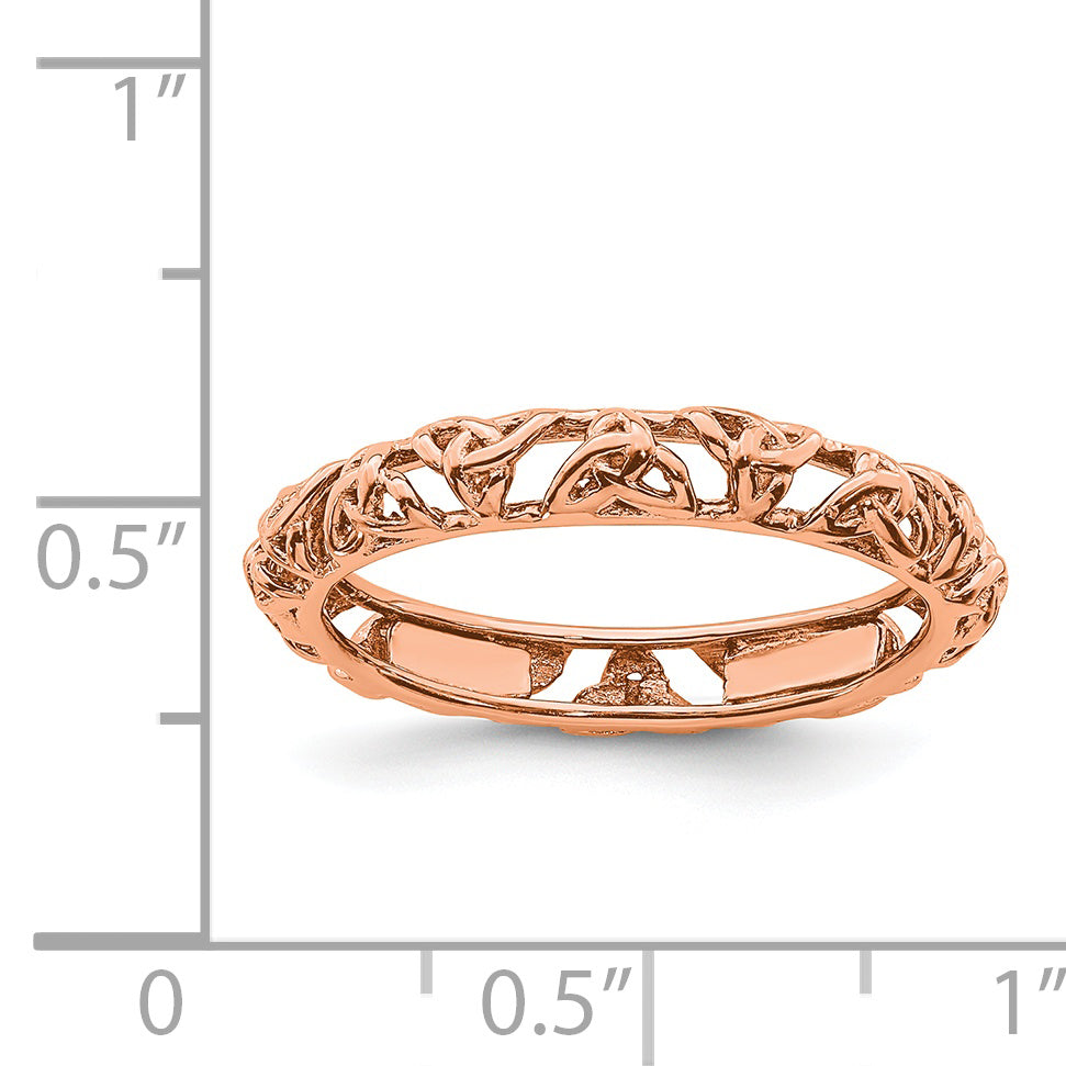 Sterling Silver Stackable Expressions Pink-plated Celtic Knot Ring
