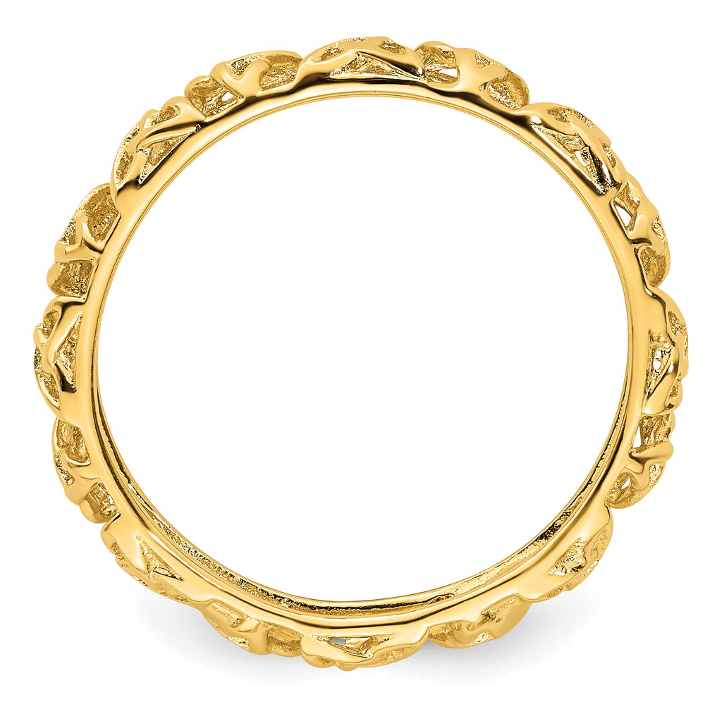 Sterling Silver Stackable Expressions Yellow-plated Celtic Knot Ring