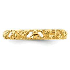 Sterling Silver Stackable Expressions Yellow-plated Celtic Knot Ring