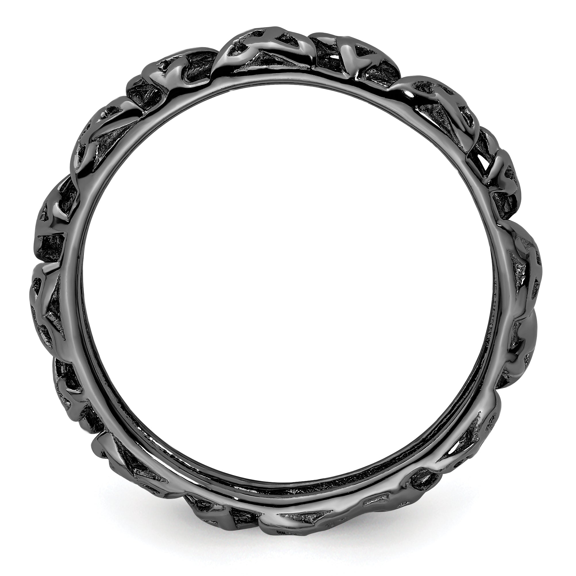 Sterling Silver Stackable Expressions Black-plated Celtic Knot Ring Secondary image