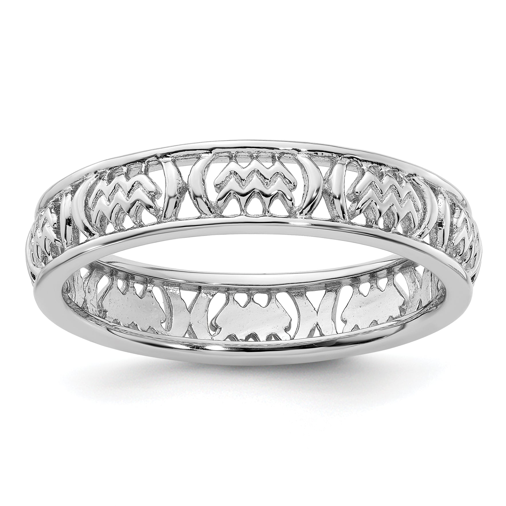 Sterling Silver Stackable Expressions Aquarius Zodiac Ring Main image