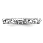 Sterling Silver Stackable Expressions Rhodium-plate Patterned Elephant Ring