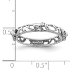 Sterling Silver Stackable Expressions Rhodium-plate Patterned Elephant Ring