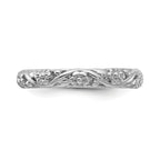 Sterling Silver Stackable Expressions Rhodium Floral Ring