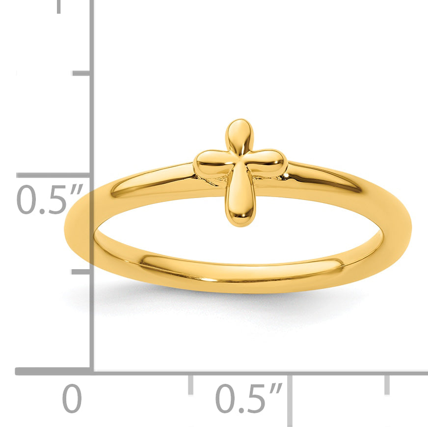 Sterling Silver Stackable Expressions Gold-plated Cross Ring