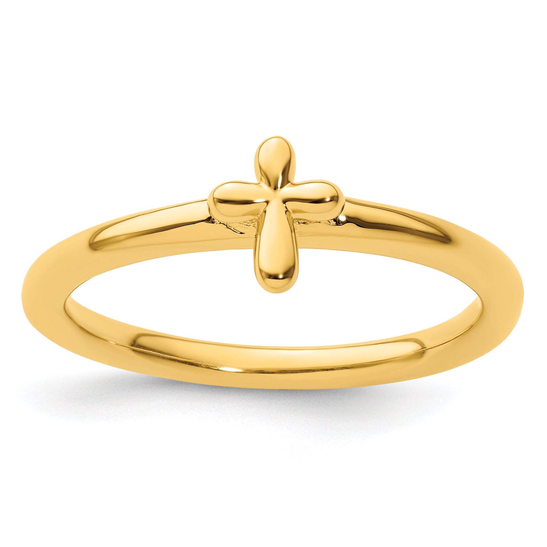 Sterling Silver Stackable Expressions Gold-plated Cross Ring Main image