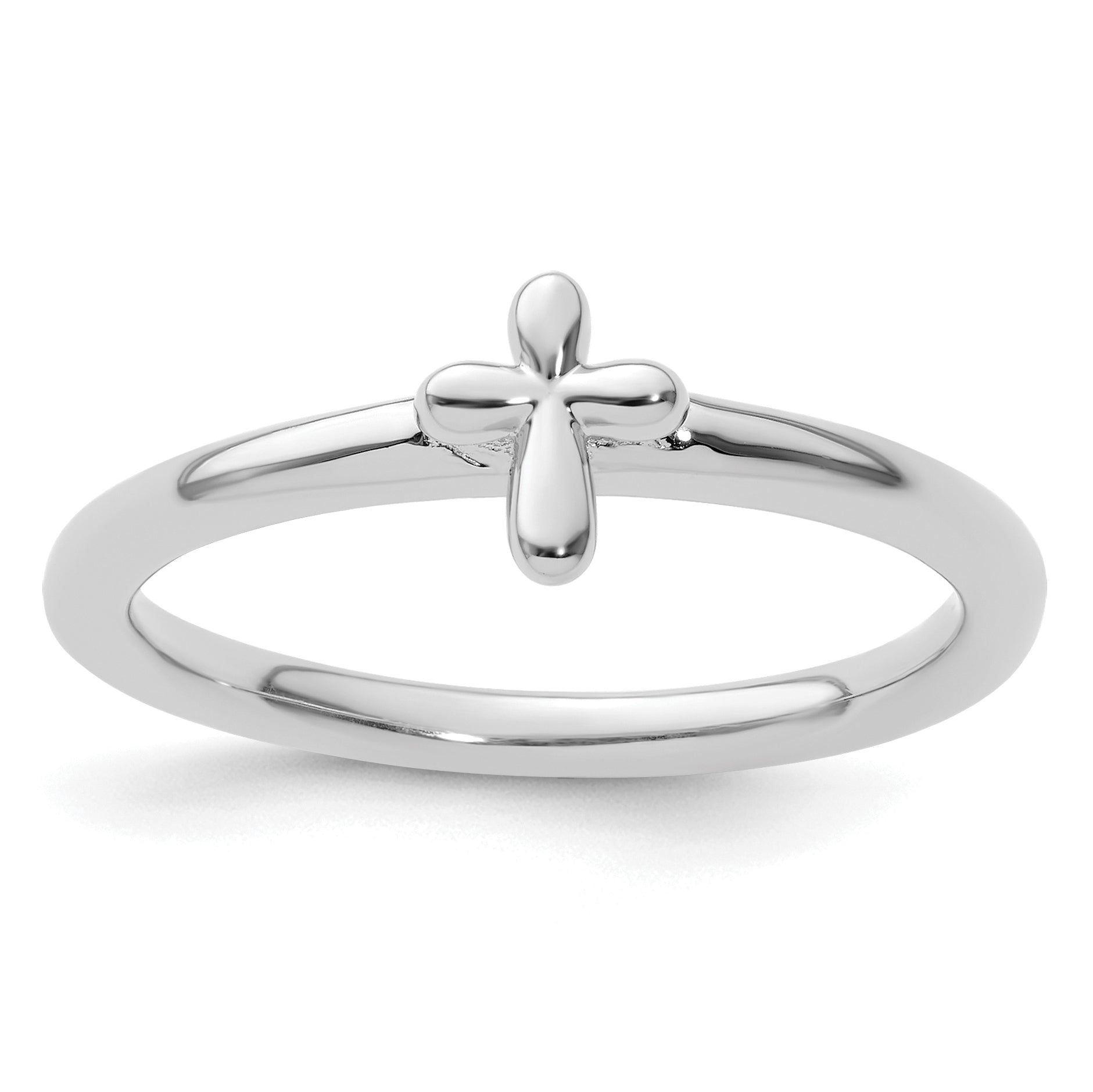 Sterling Silver Stackable Expressions Rhodium-Plated Cross Ring Main image