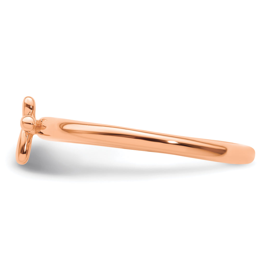 Sterling Silver Stackable Expressions Rose Gold-plated Cross Ring