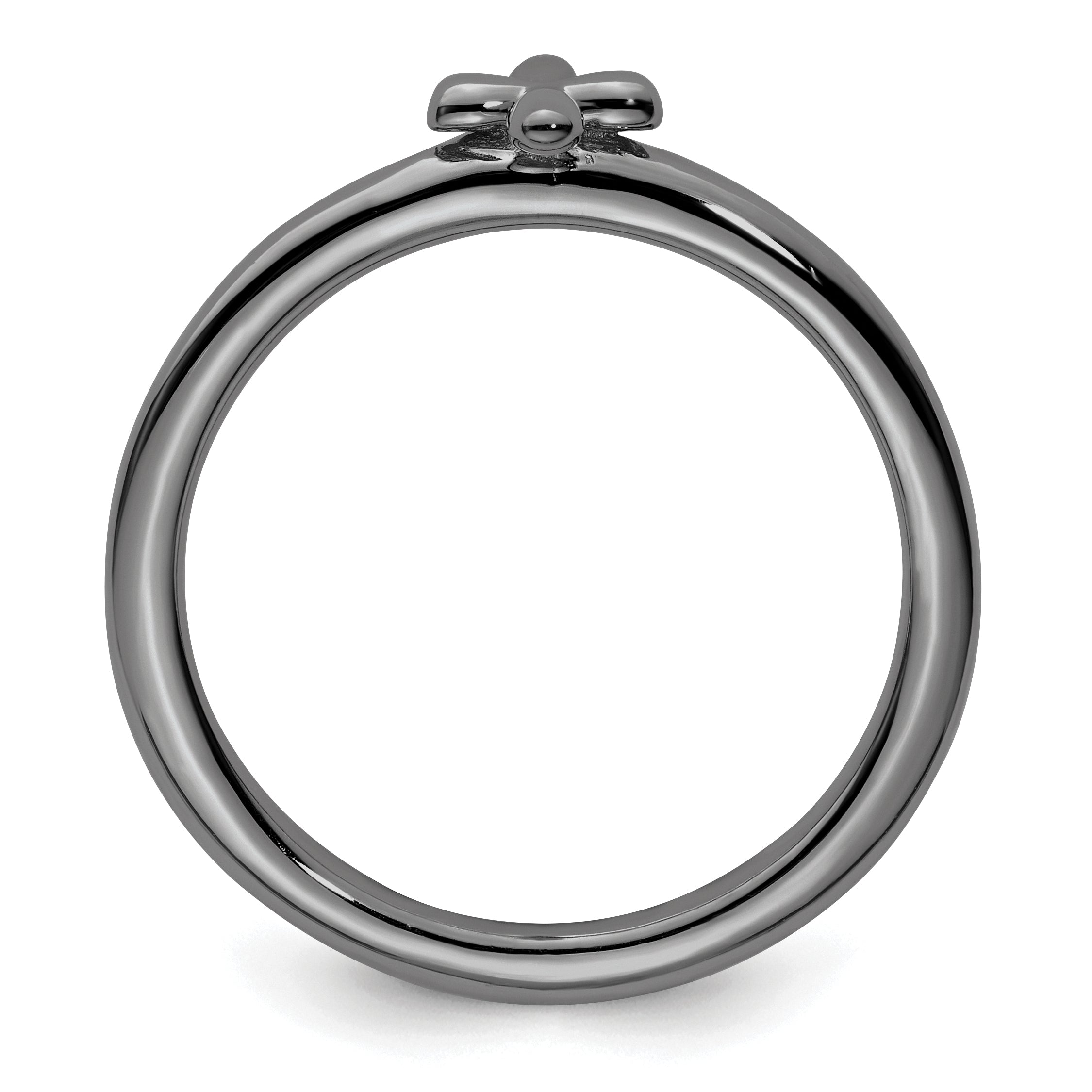 Sterling Silver Stackable Expressions Ruthenium-plated Cross Ring Secondary image