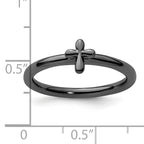 Sterling Silver Stackable Expressions Ruthenium-plated Cross Ring