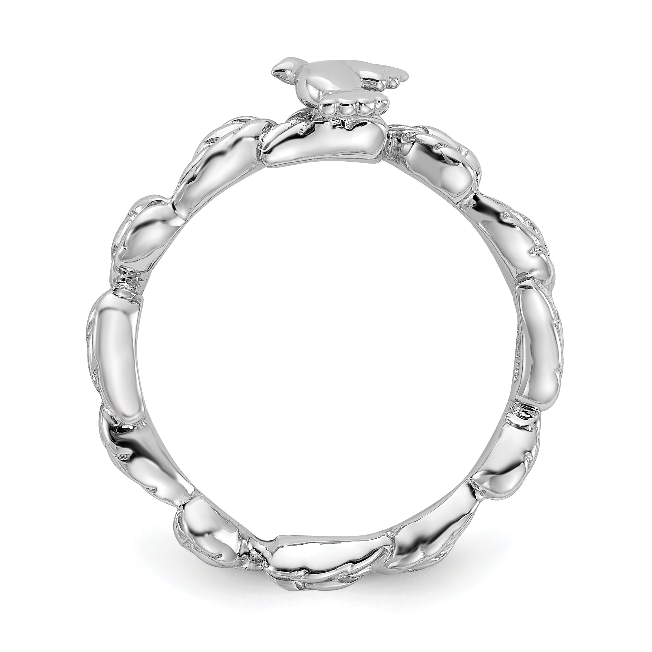 Sterling Silver Stackable Expressions Rhodium-plated Polished Dove Ring