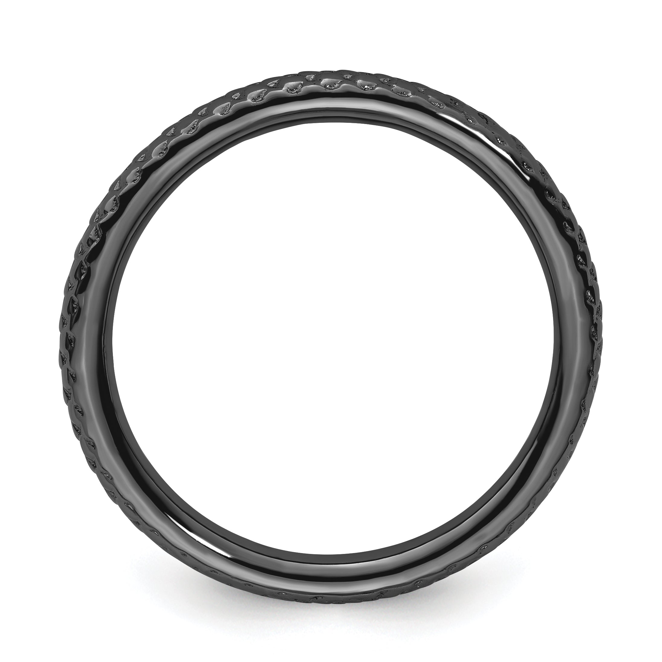 Sterling Silver Stackable Expressions Black-plated Cable Ring Secondary image