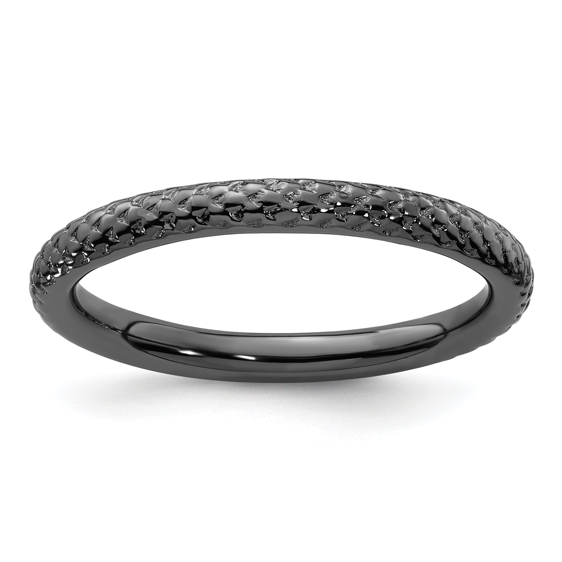 Sterling Silver Stackable Expressions Black-plated Cable Ring Main image