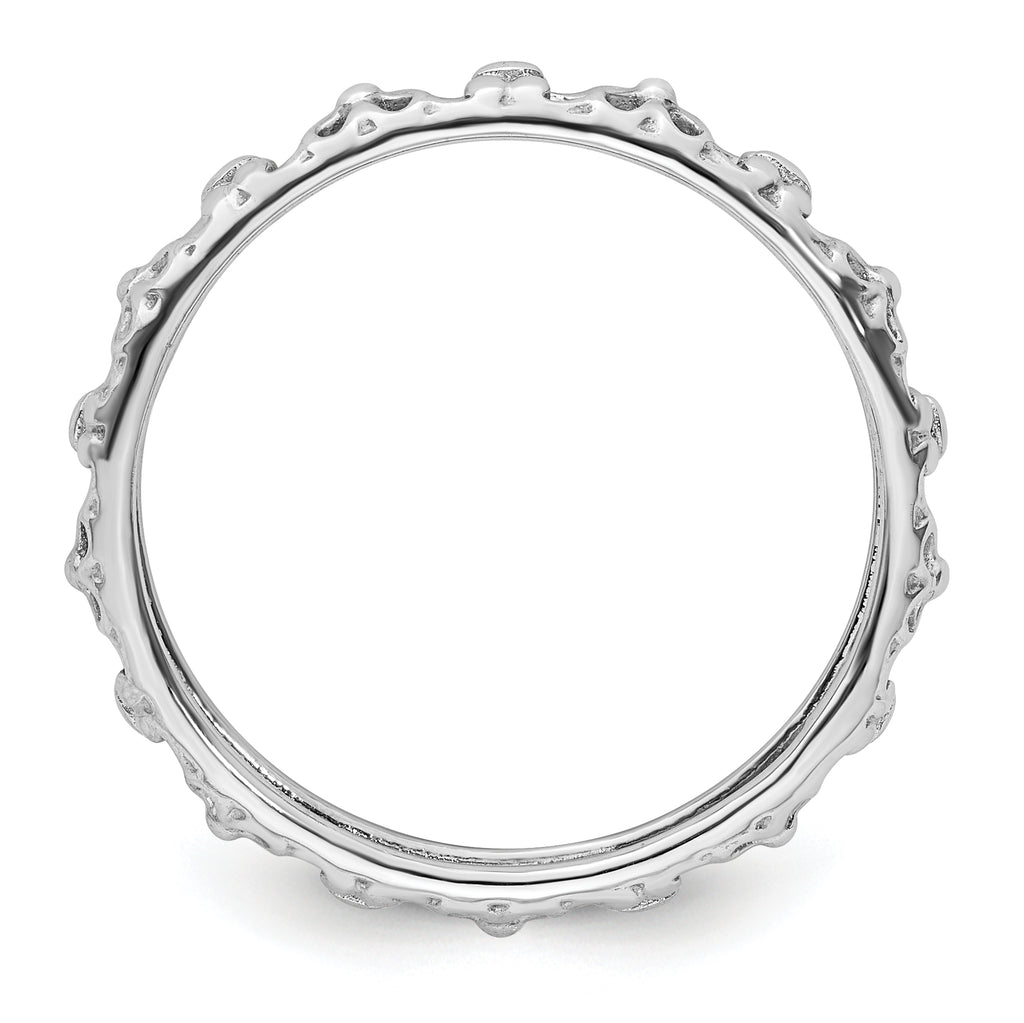 Sterling Silver Stackable Expressions Rhodium-plated Flower/Butterfly Ring