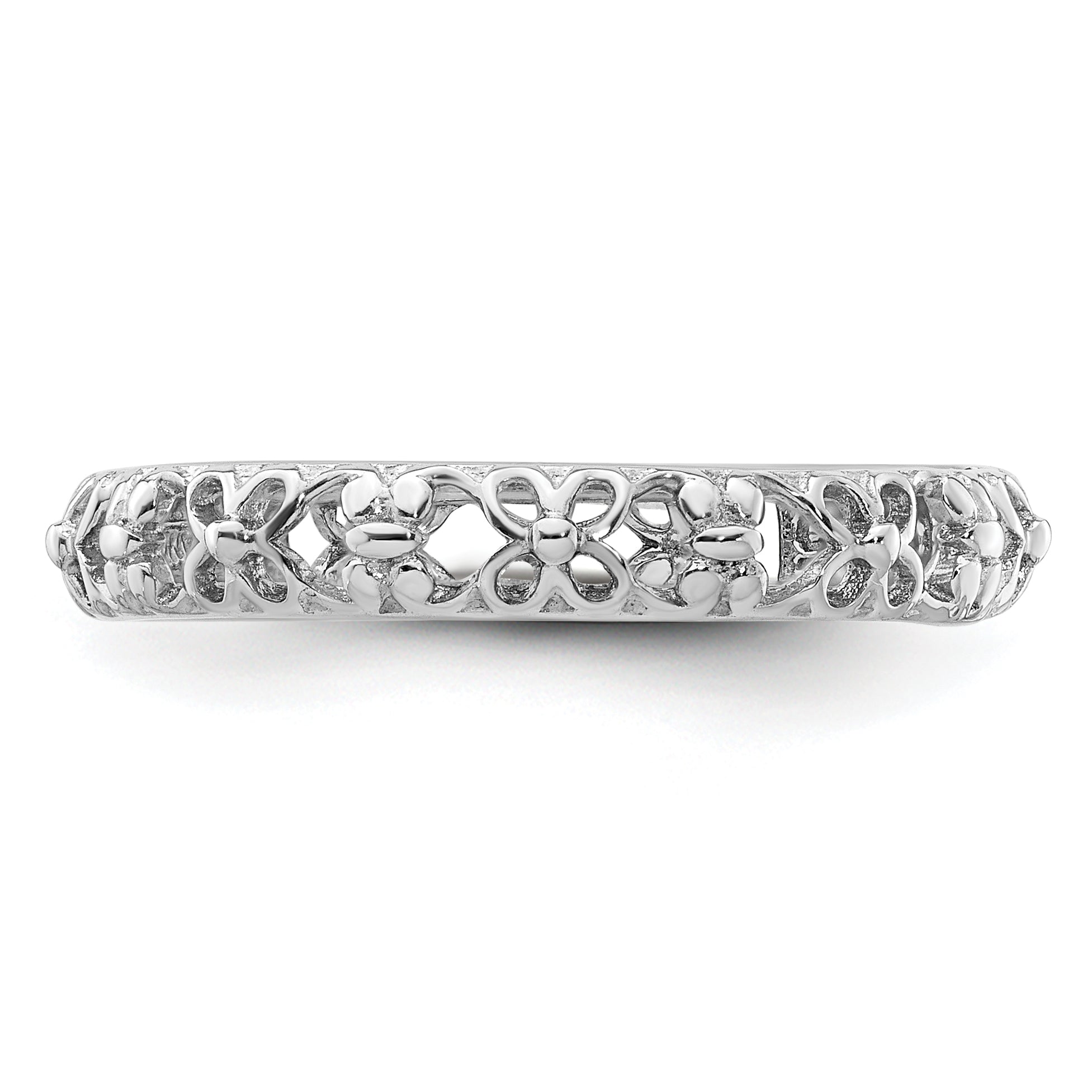 Sterling Silver Stackable Expressions Rhodium-plated Flower/Butterfly Ring