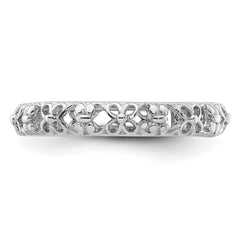 Sterling Silver Stackable Expressions Rhodium-plated Flower/Butterfly Ring