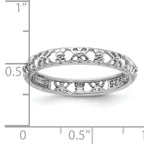 Sterling Silver Stackable Expressions Rhodium-plated Flower/Butterfly Ring