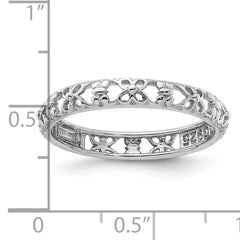 Sterling Silver Stackable Expressions Rhodium-plated Flower/Butterfly Ring