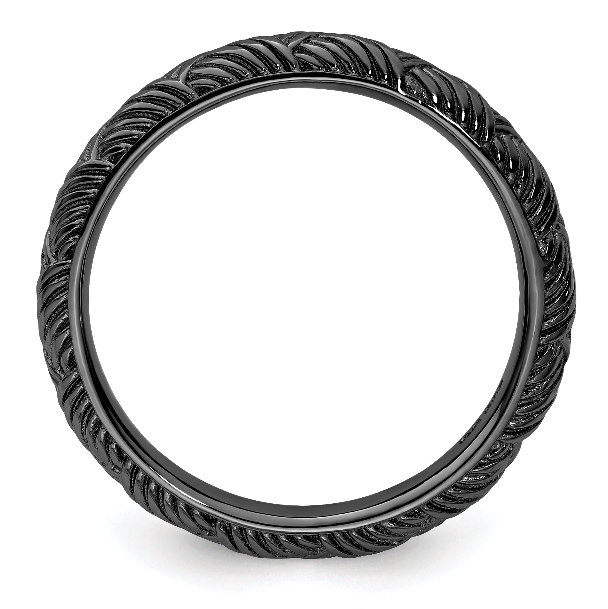 Sterling Silver Stackable Expressions Ruthenium Polished Ring Main image