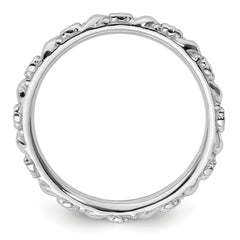 Sterling Silver Stackable Expressions Rhodium-plated Polished Flower Ring