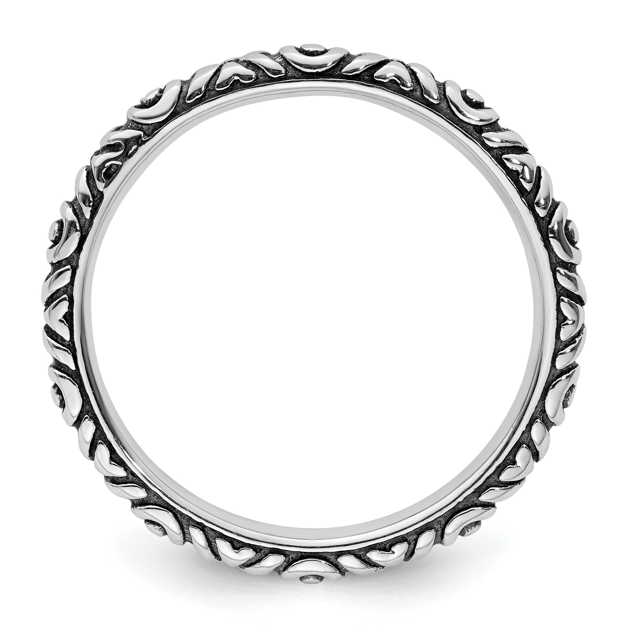 Sterling Silver Stackable Expressions Antiqued Polished Ring