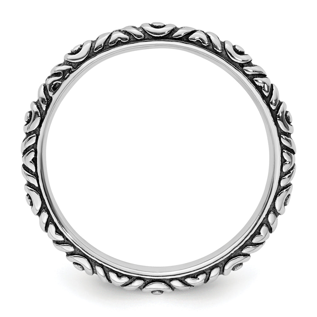 Sterling Silver Stackable Expressions Antiqued Polished Ring