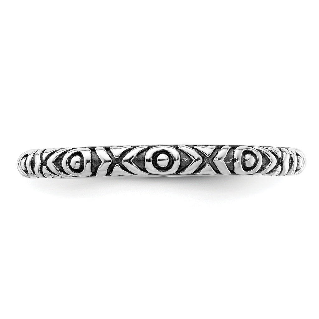 Sterling Silver Stackable Expressions Antiqued Polished Ring