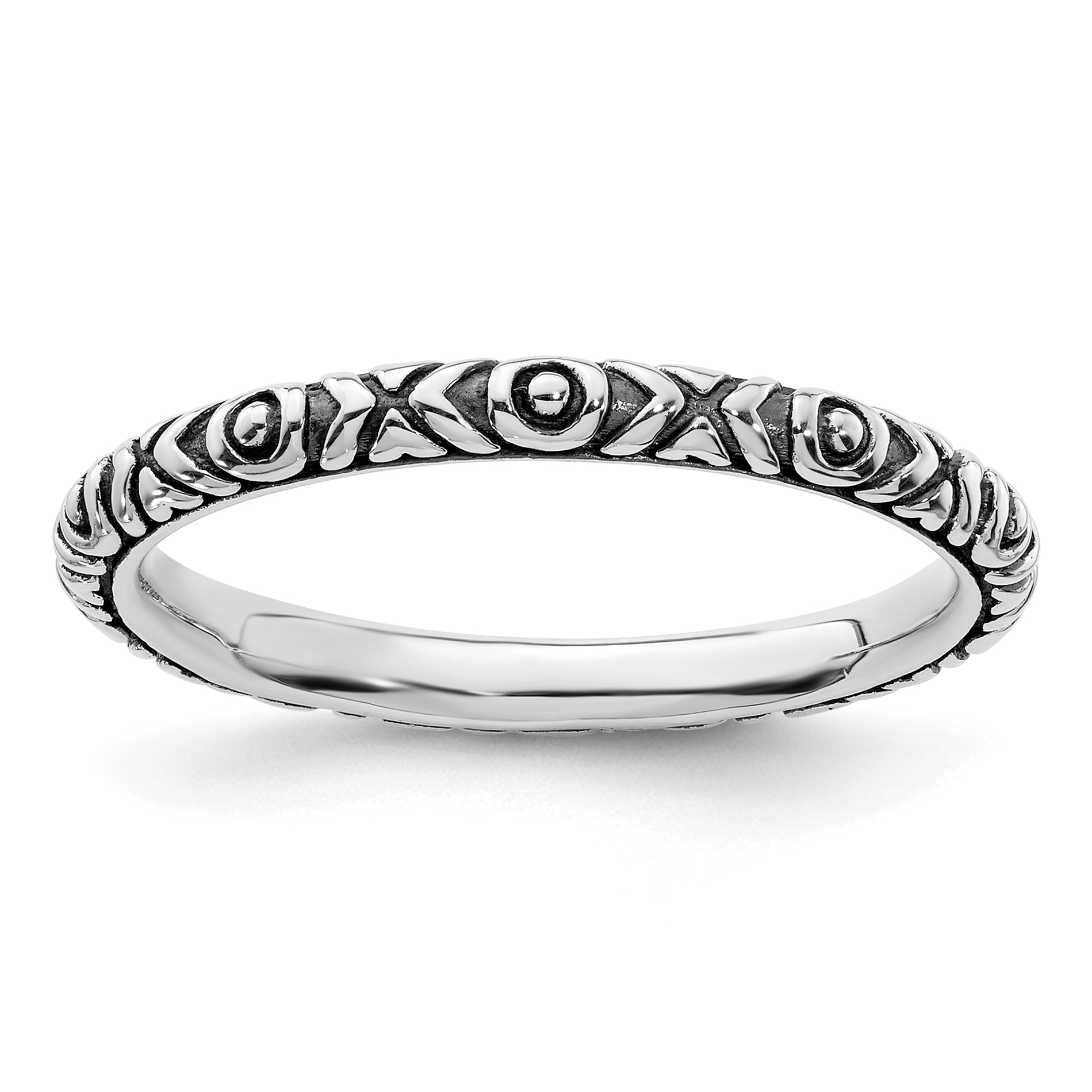 Sterling Silver Stackable Expressions Antiqued Polished Ring Main image