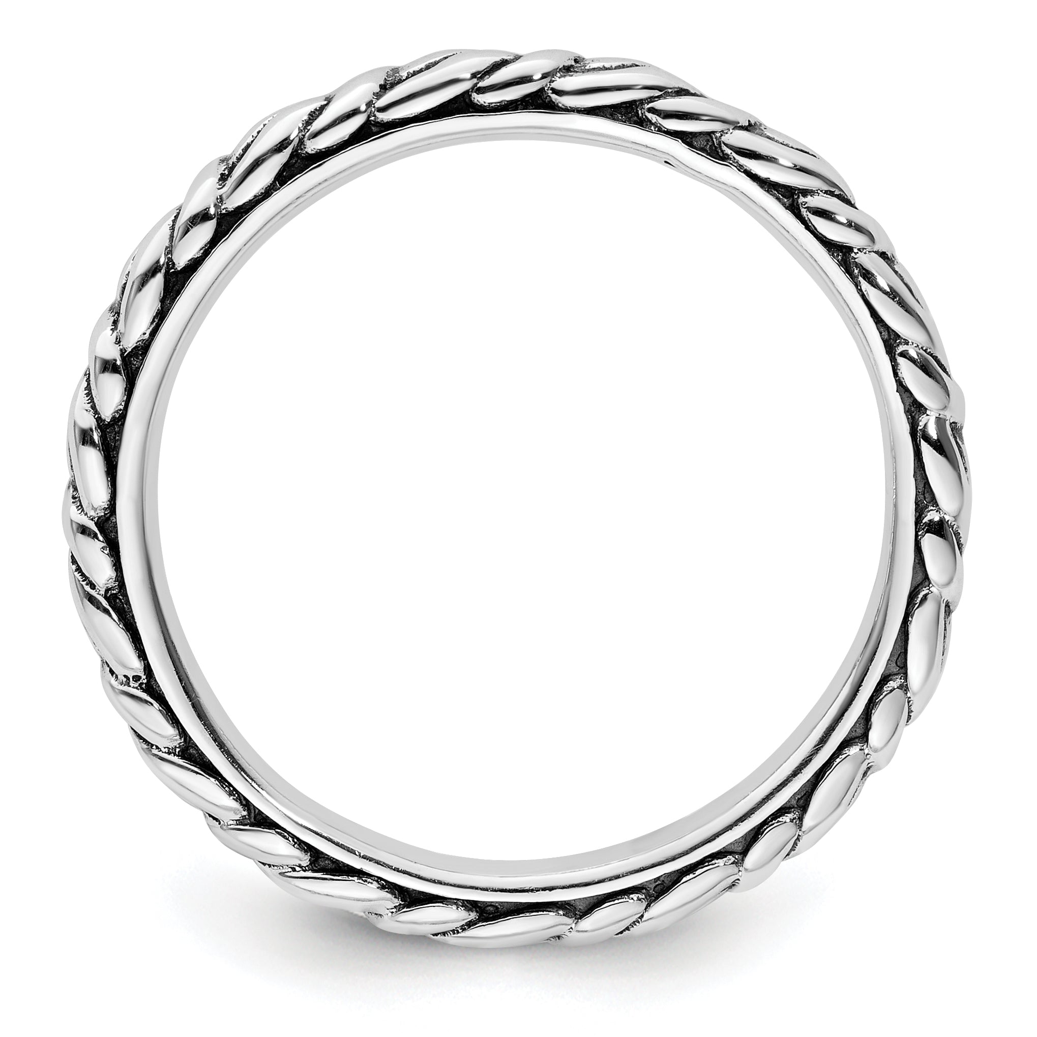 Sterling Silver Stackable Expressions Antiqued Patterned Ring Secondary image