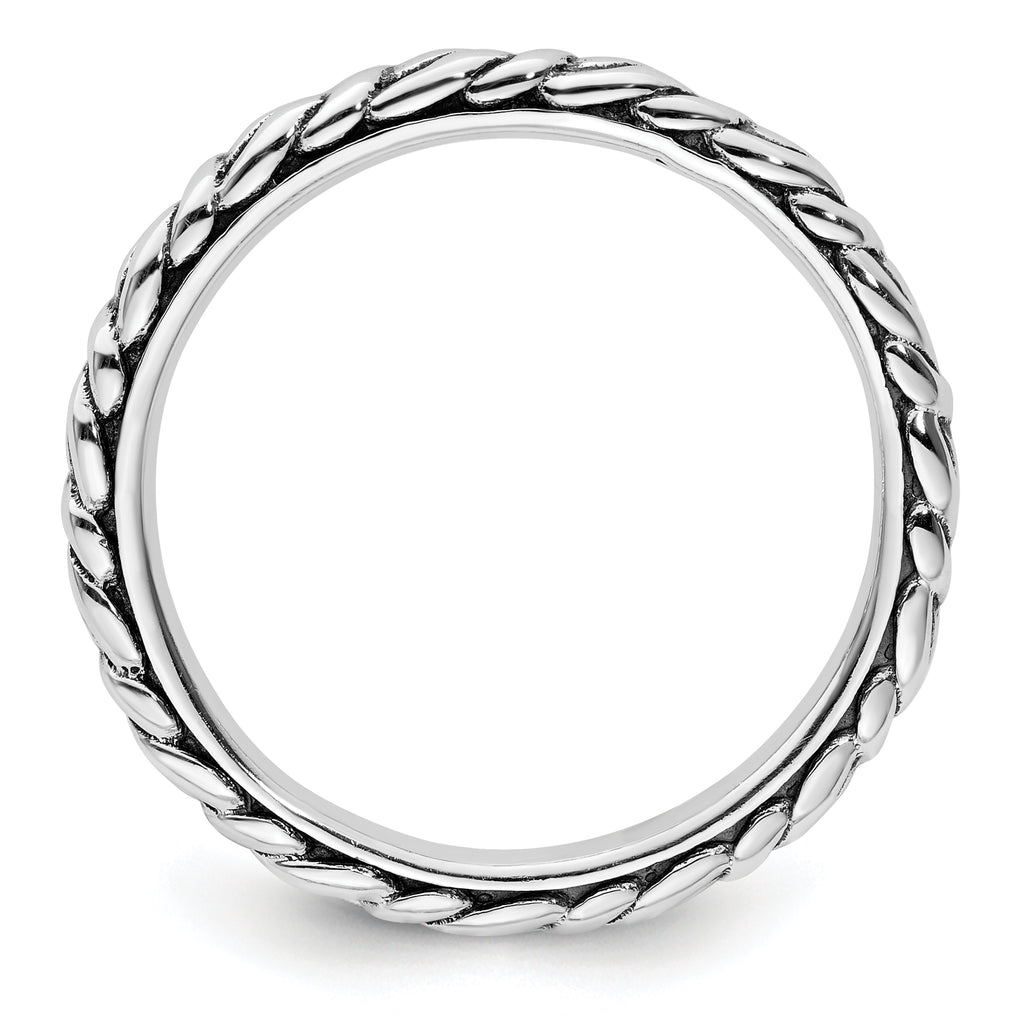 Sterling Silver Stackable Expressions Antiqued Patterned Ring