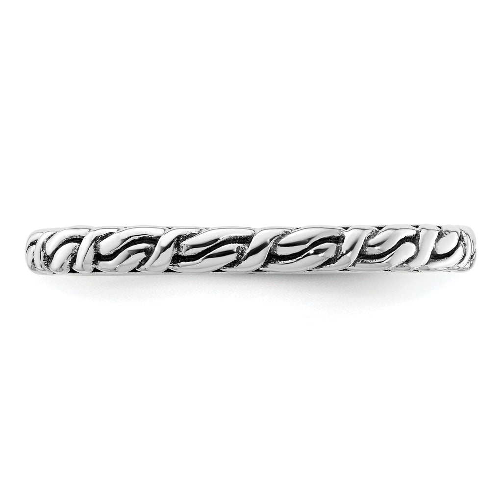 Sterling Silver Stackable Expressions Antiqued Patterned Ring