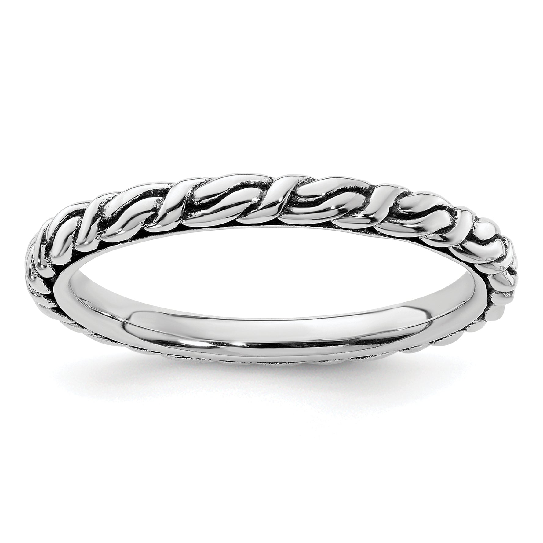 Sterling Silver Stackable Expressions Antiqued Patterned Ring Main image