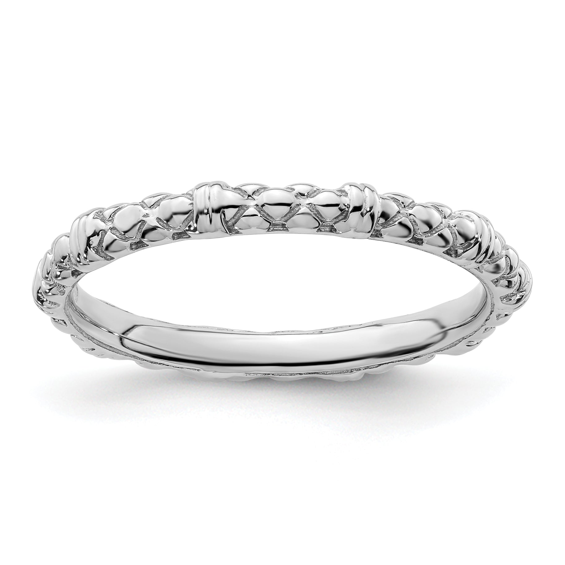Sterling Silver Stackable Expressions Rhodium Cable Ring Main image