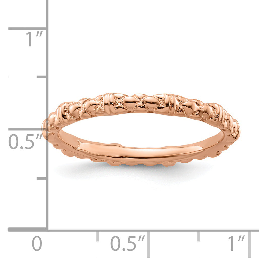 Sterling Silver Stackable Expressions Pink-plated Cable Ring